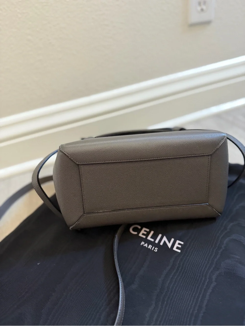 Celine grey Leather Micro Belt Satchel